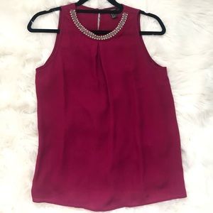 Fuchsia beaded accent collar tank
